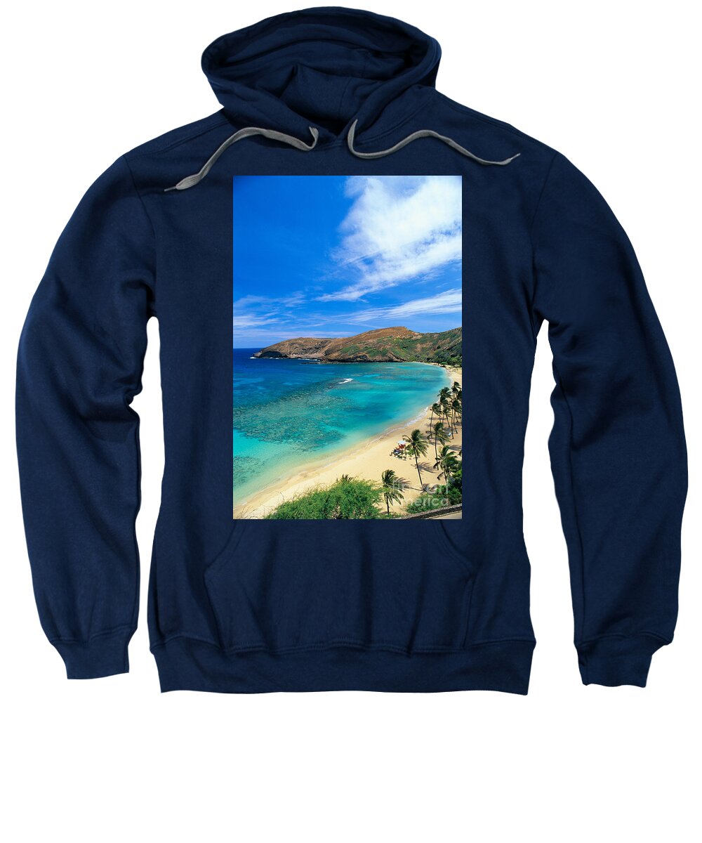 Above Sweatshirt featuring the photograph Hanauma Bay #1 by Peter French - Printscapes