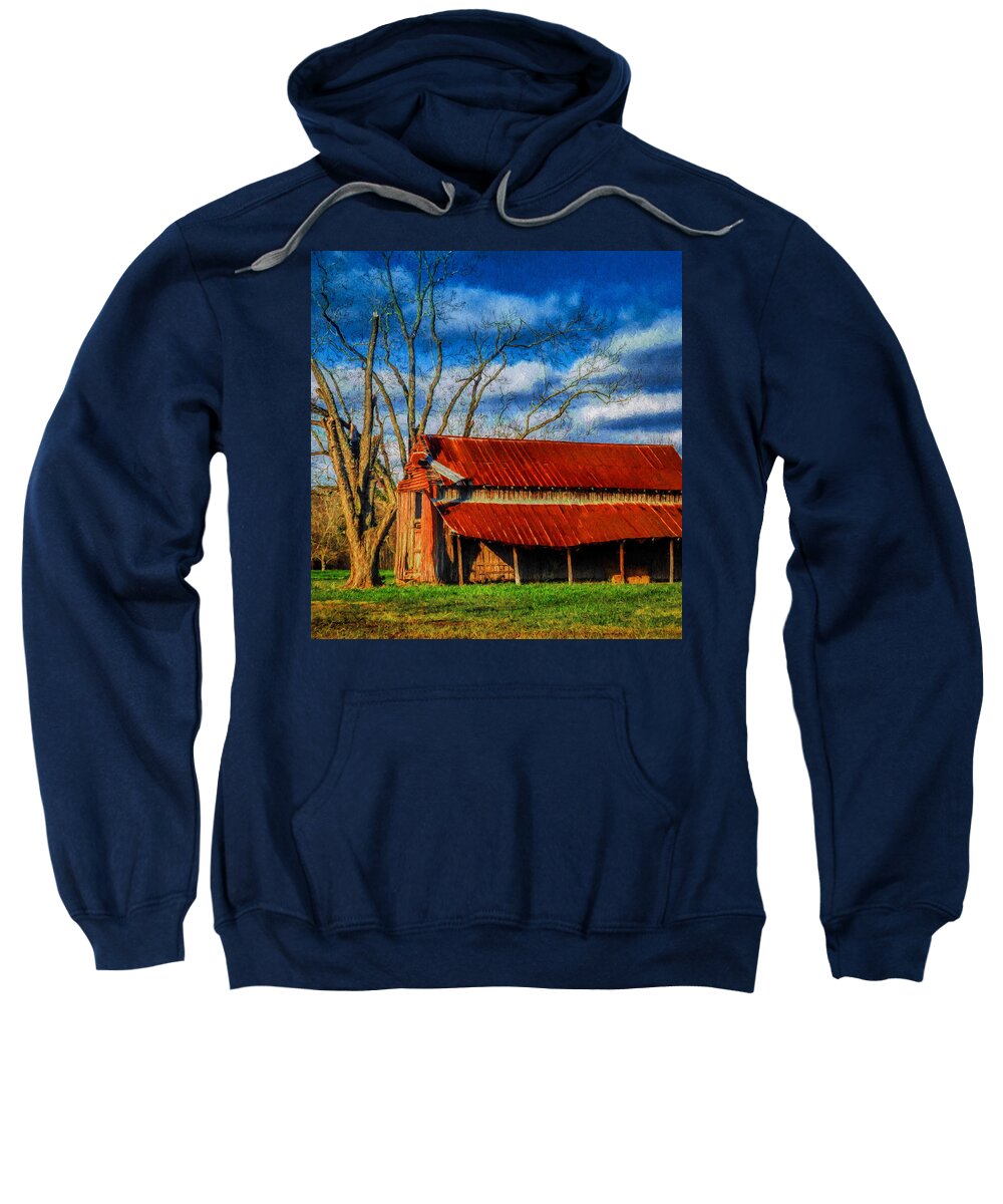 Fine Art Prints Sweatshirt featuring the photograph Red Roof Barn by Dave Bosse