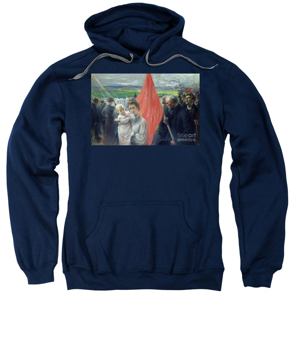 Crowd Sweatshirt featuring the painting A Strike at Saint Ouen by Paul Louis Delance