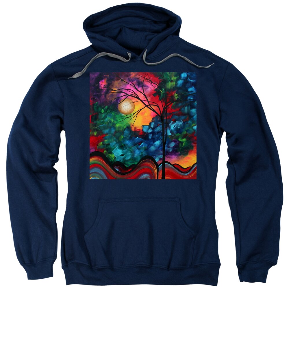 Abstract Sweatshirt featuring the painting Abstract Landscape Bold Colorful Painting by Megan Aroon