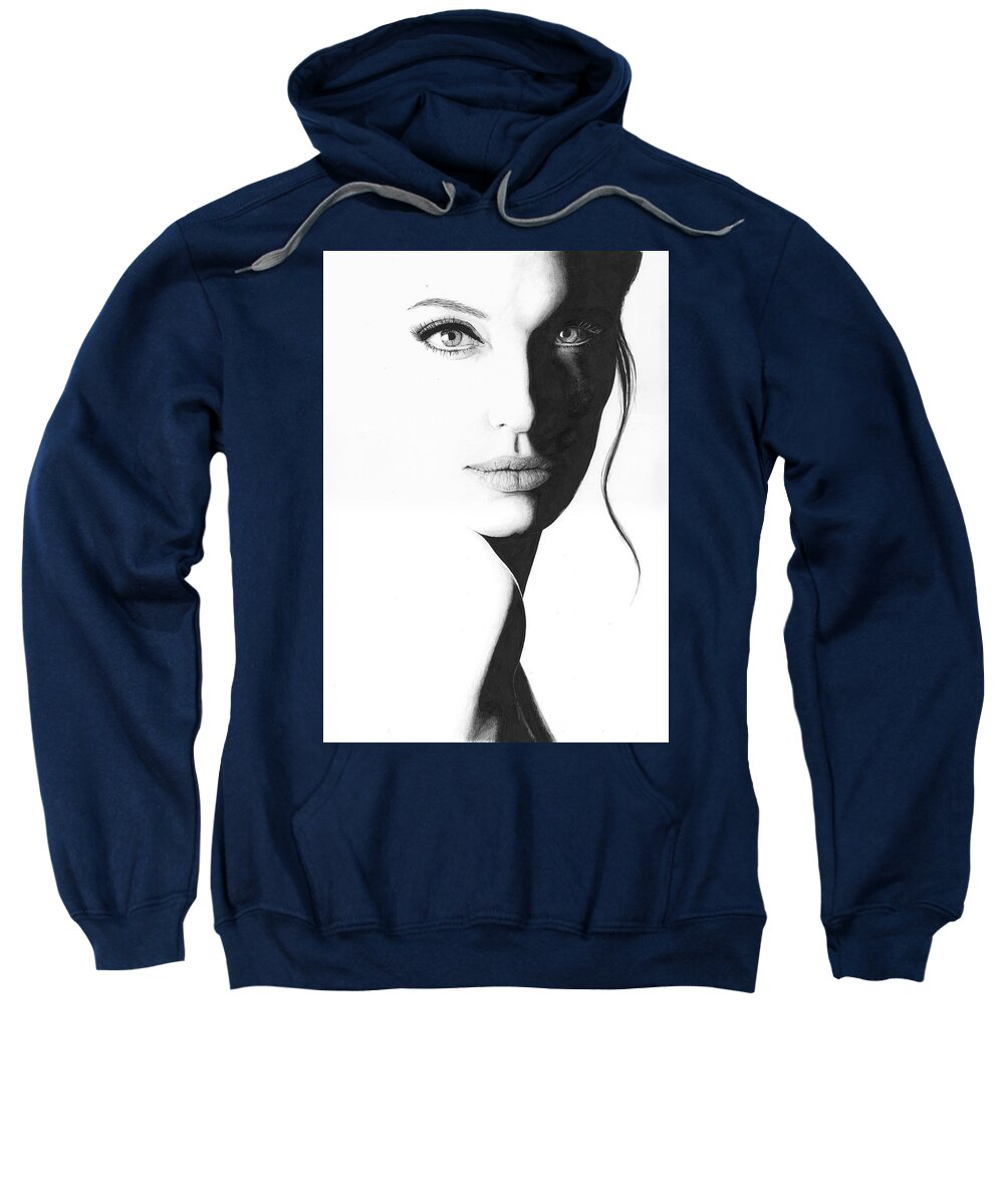 Celebrity Sweatshirt featuring the drawing Angelina by Rob De Vries