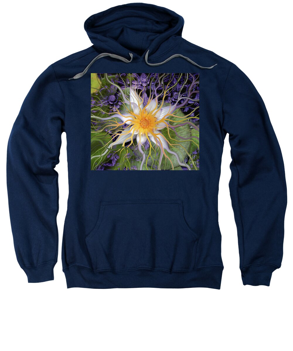 Lotus Sweatshirt featuring the painting Bali Dream Flower by Christopher Beikmann