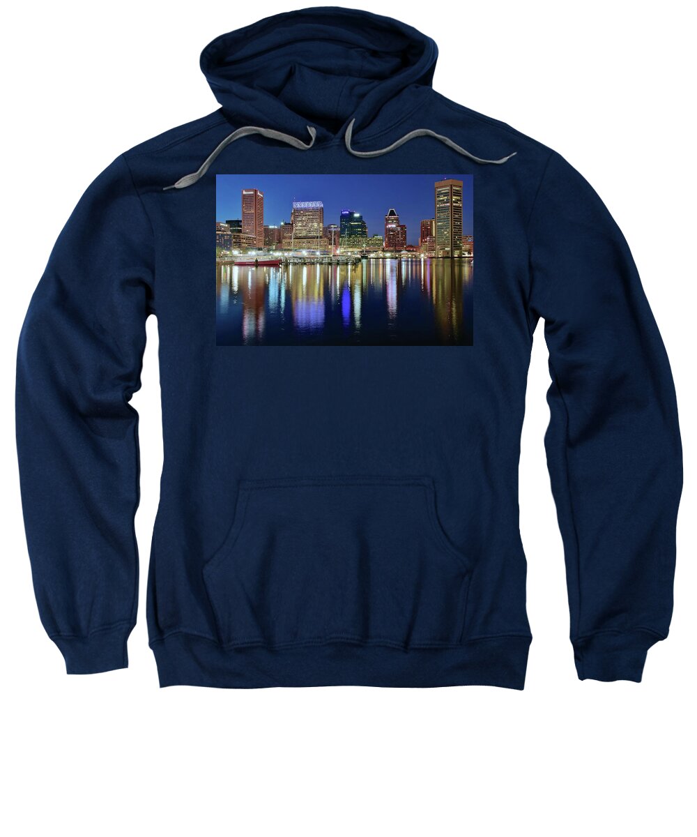 Baltimore Sweatshirt featuring the photograph Baltimore Blue Hour by Frozen in Time Fine Art Photography