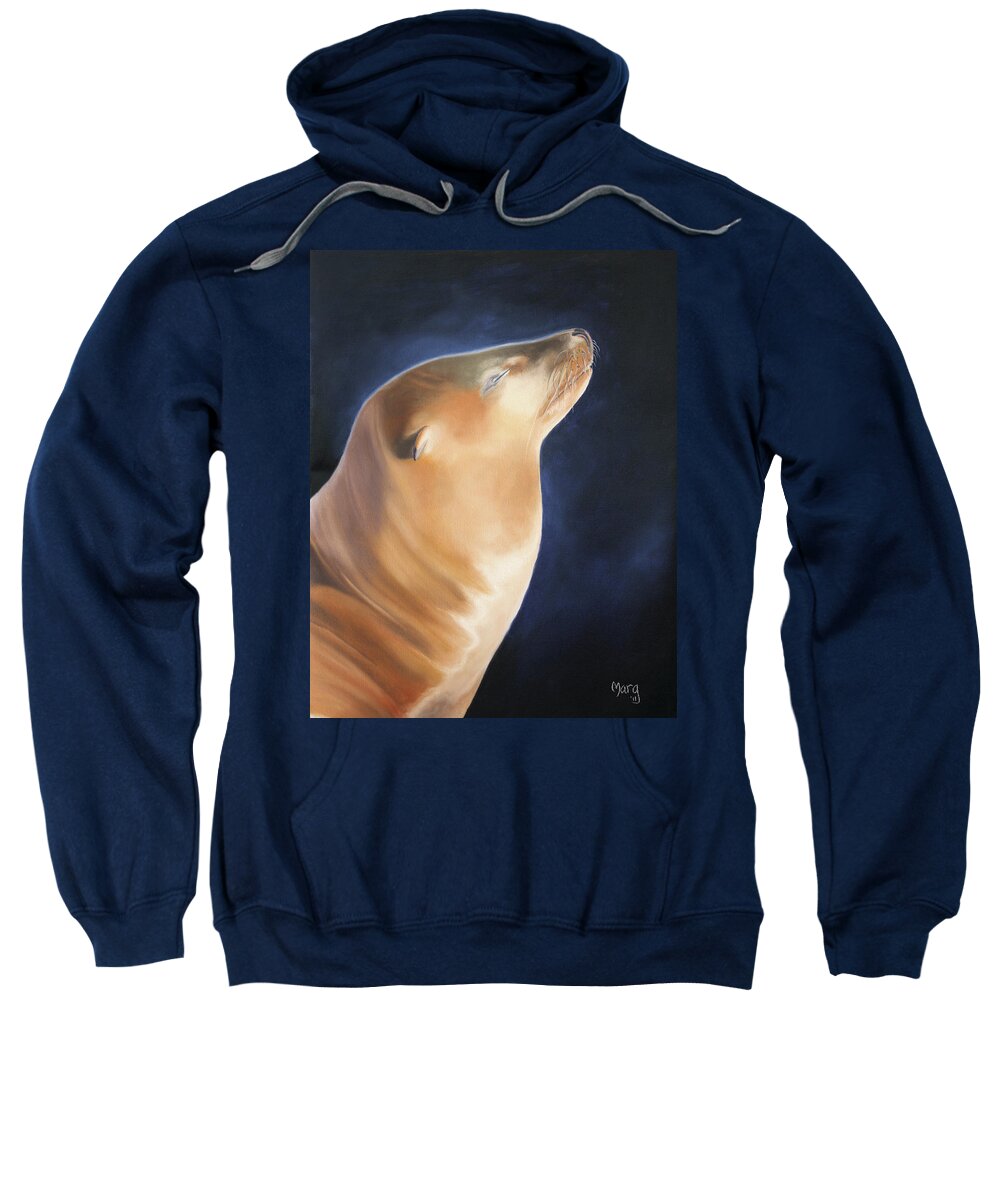 Sea Lion; Bliss; Serenity Sweatshirt featuring the painting Bliss by Marg Wolf