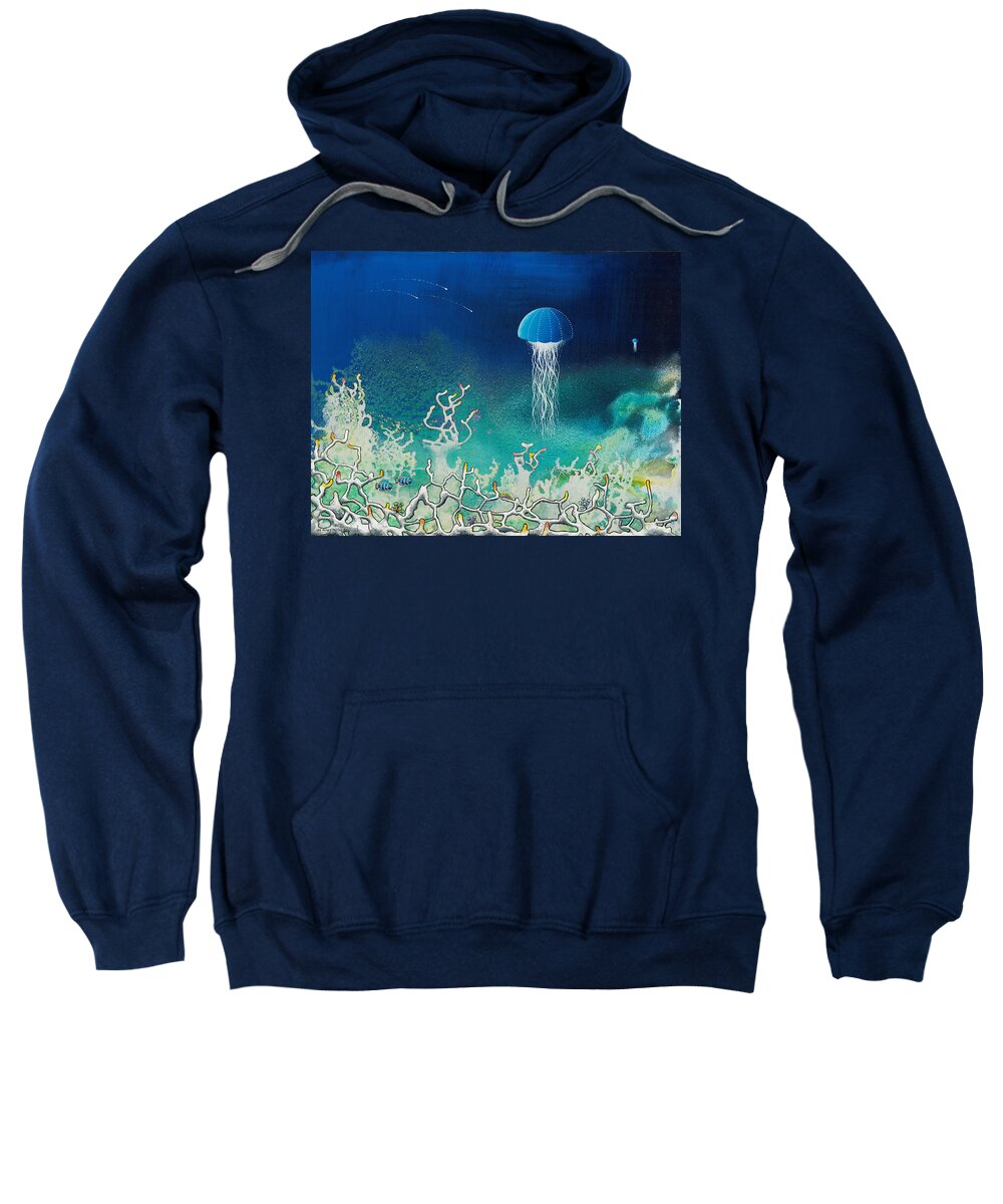 Beach House Sweatshirt featuring the painting Blue Angels by Lee Pantas