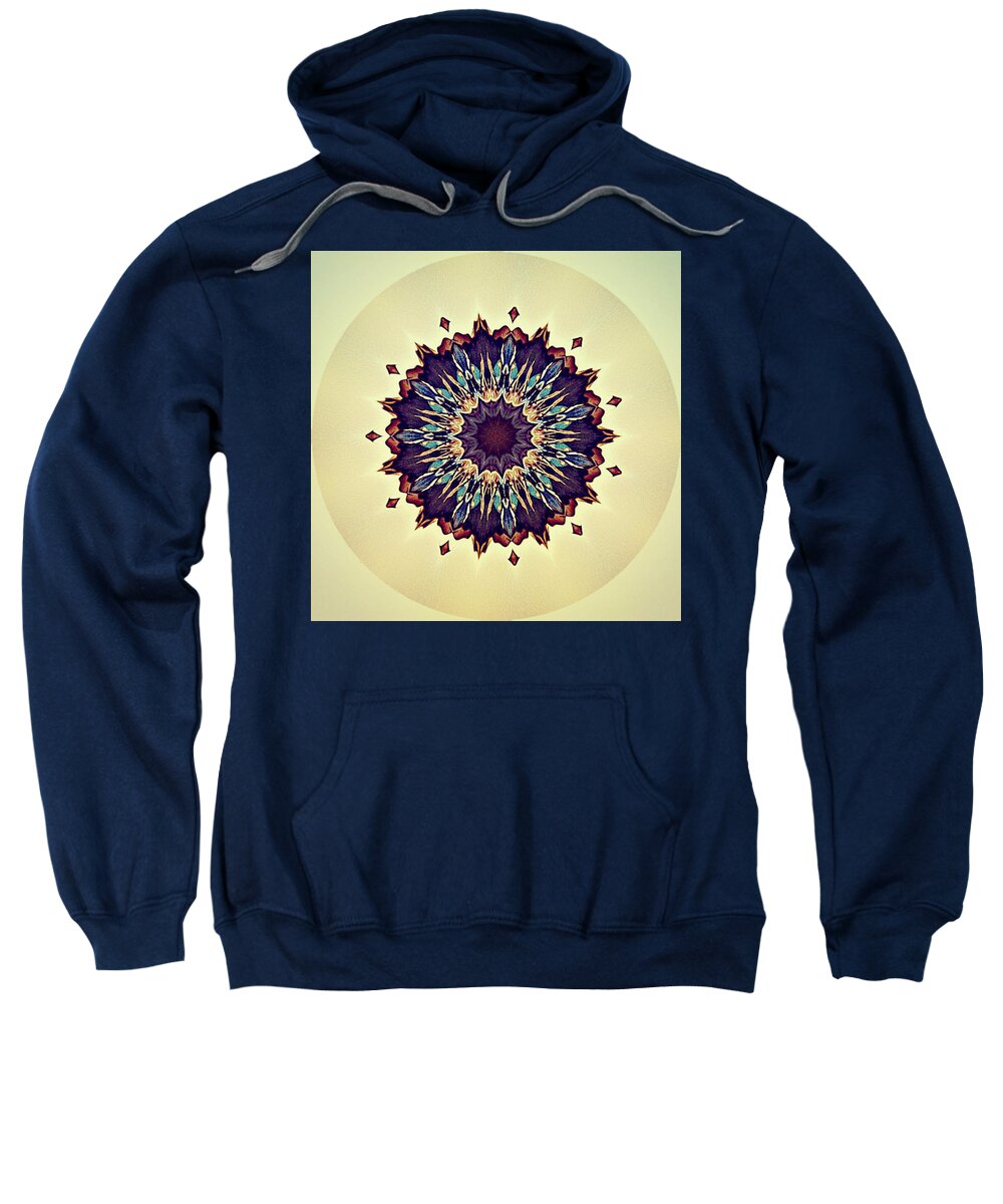 Mandala Sweatshirt featuring the digital art Blue Iris by 'REA' Gallery