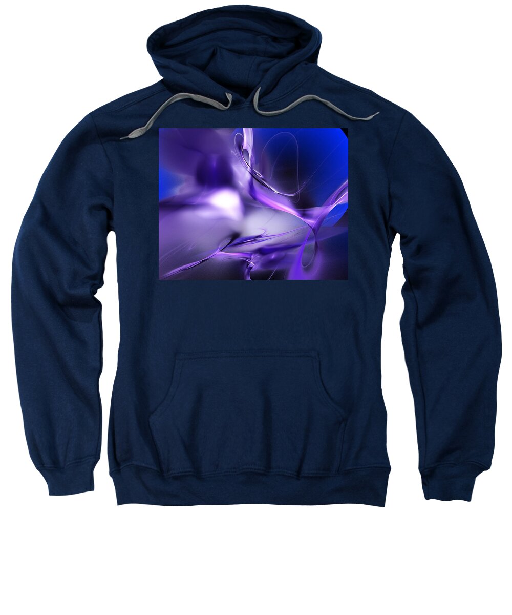 Abstract Sweatshirt featuring the digital art Blue Moon and Wine Spirits by David Lane