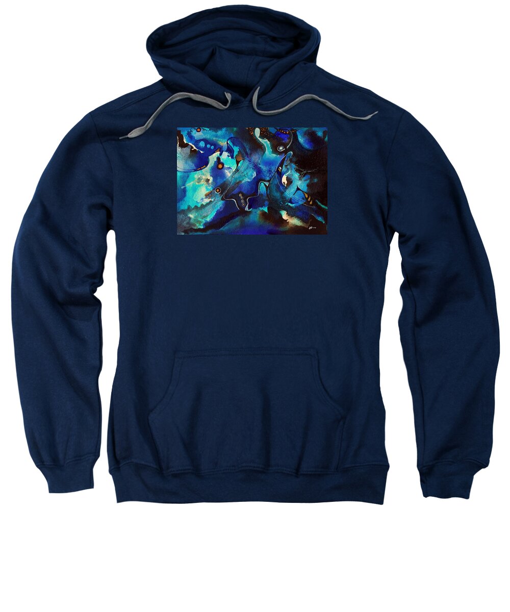 Abstract Painting Sweatshirt featuring the painting Blue Scenery by Wolfgang Schweizer