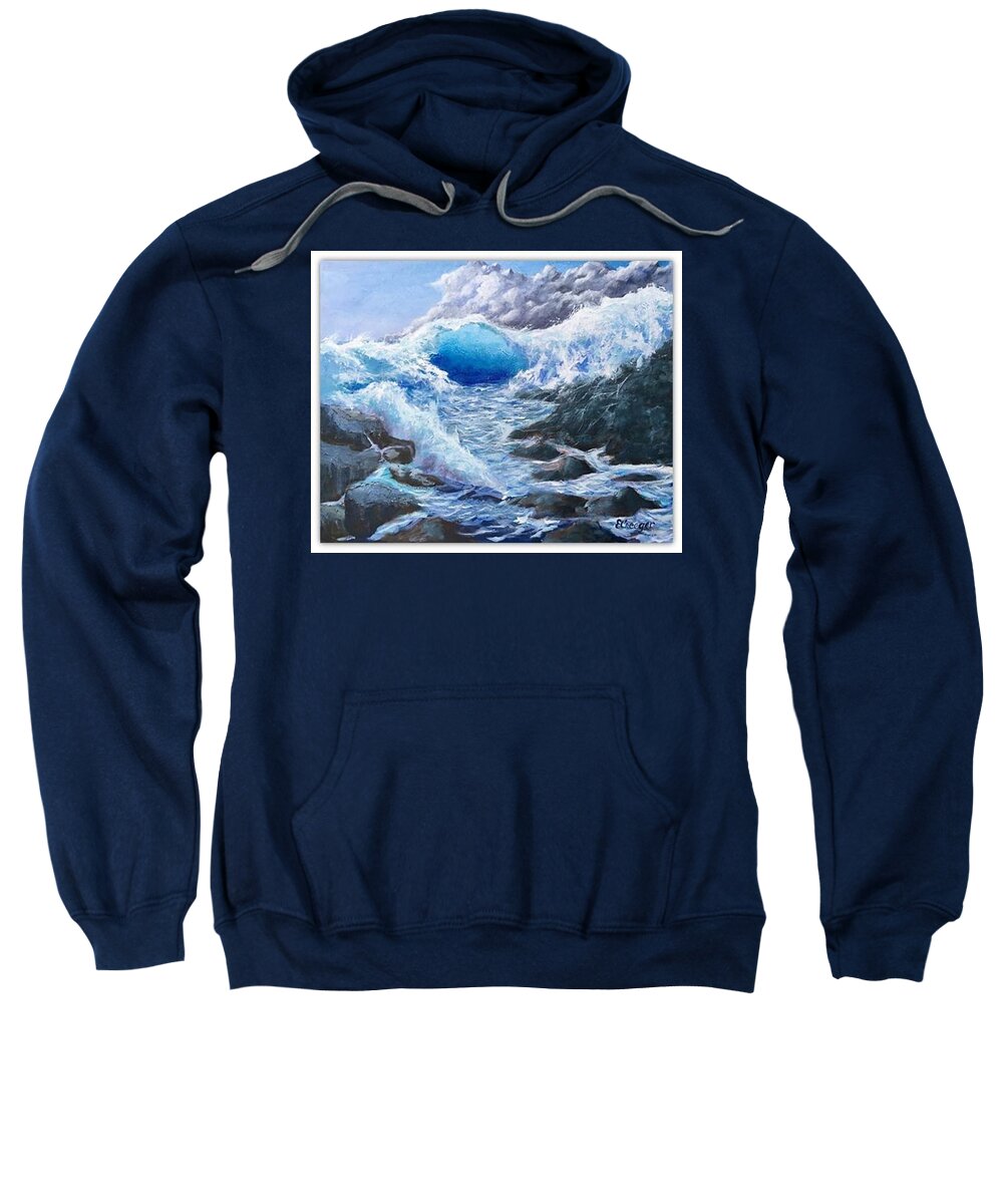 Painting Sweatshirt featuring the painting Blue Storm by Esperanza Creeger