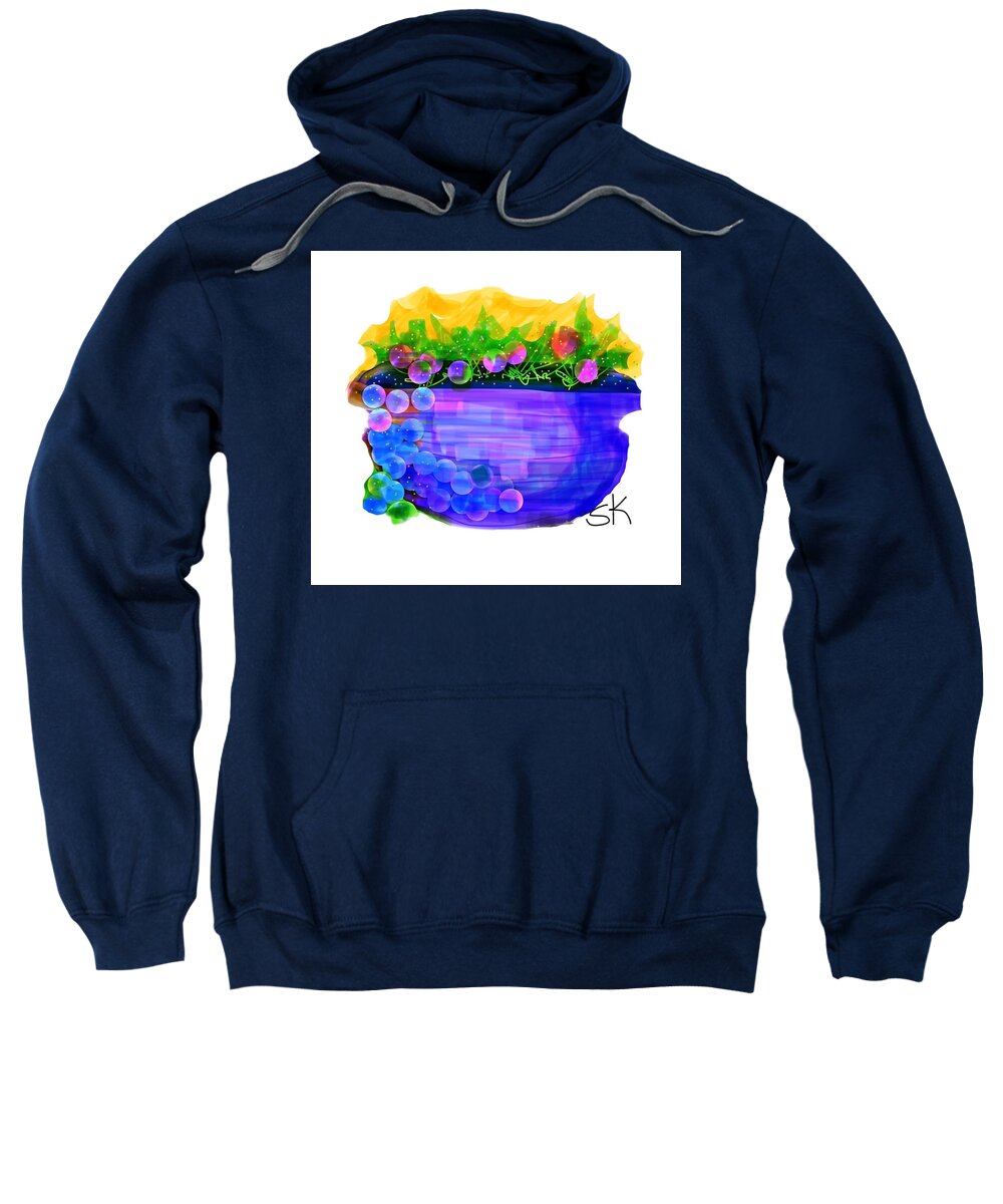 Blueberries Sweatshirt featuring the digital art Blueberries Over the Top by Sherry Killam