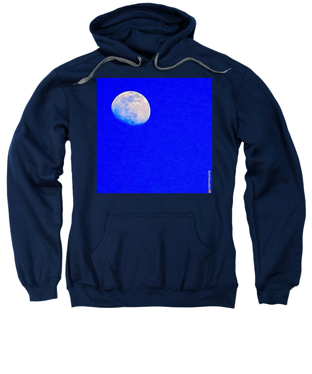 Atmosphere Sweatshirt featuring the photograph #bright #blue #sky And A #daytime #moon by Austin Tuxedo Cat