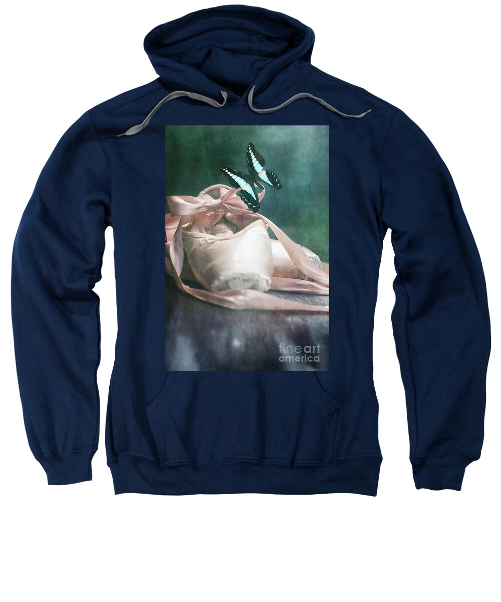 Ballerina Sweatshirt featuring the photograph Butterfly and Ballerina Pointe Shoes by Stephanie Frey