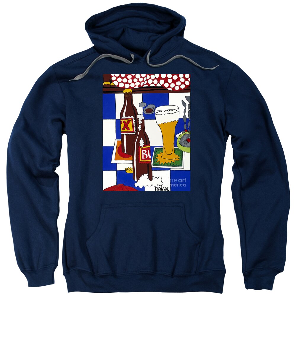 Beer Sweatshirt featuring the painting Chichis y Cervesas by Rojax Art