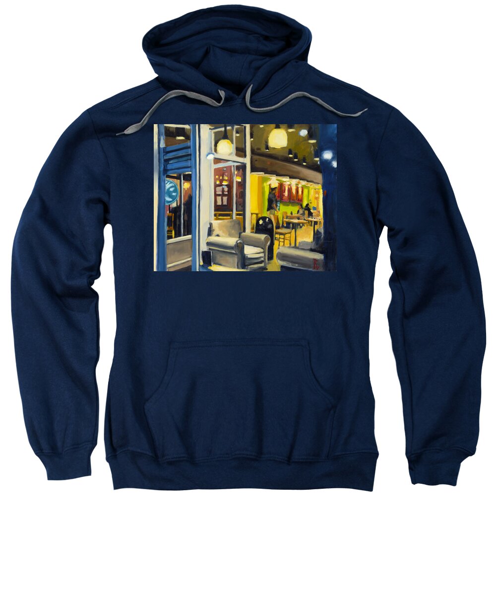 Oil Paint Sweatshirt featuring the painting Coffee on 5th Ave by Robert Reeves
