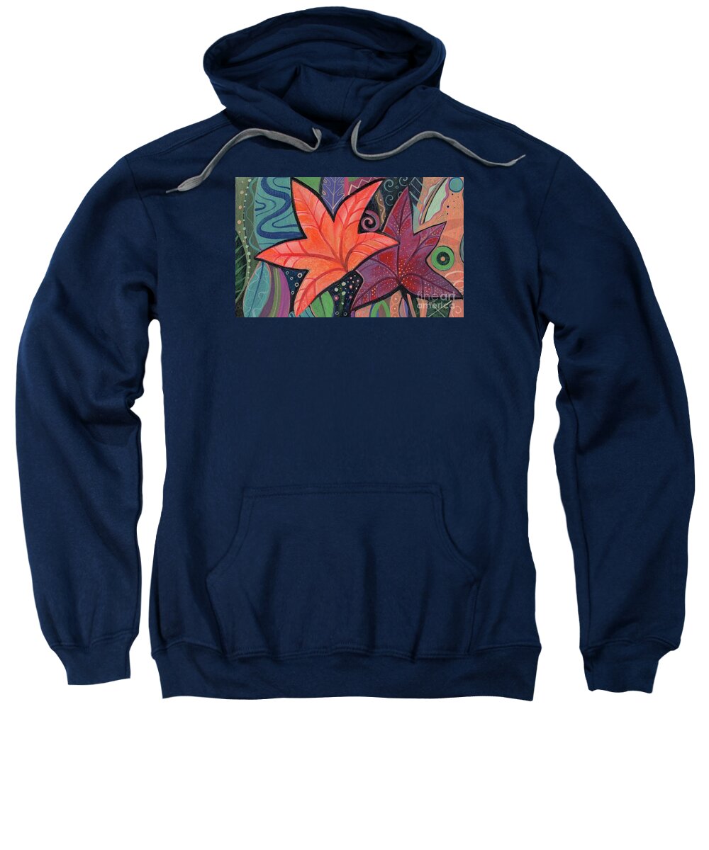 Leaves Sweatshirt featuring the painting Colorful Fall by Helena Tiainen