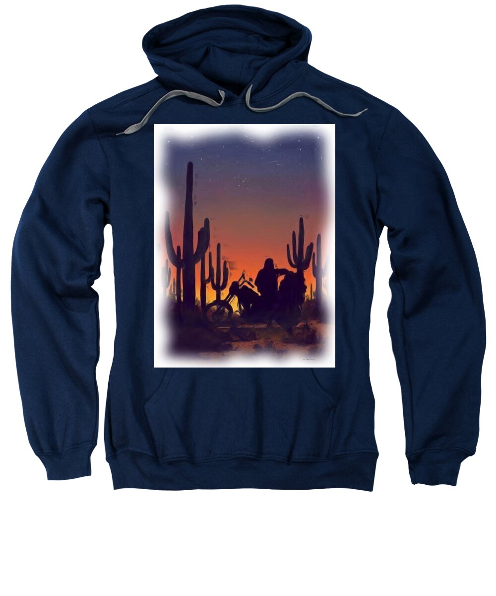 Desert Scenes Sweatshirt featuring the painting Desert Ride at Sunset by Wayne Bonney