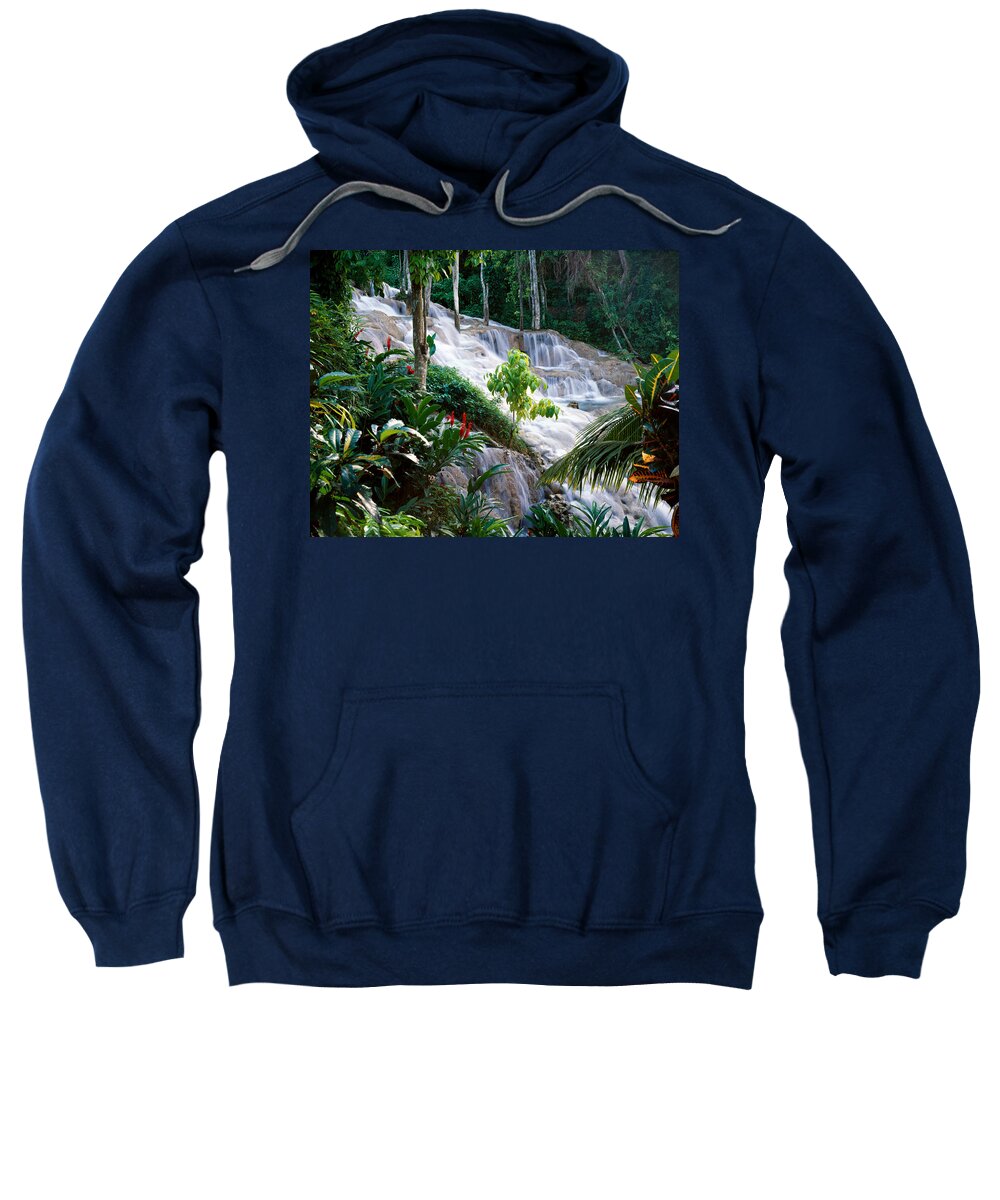 Jamaica Sweatshirt featuring the photograph Dunn's River Falls Jamaica by Cliff Wassmann