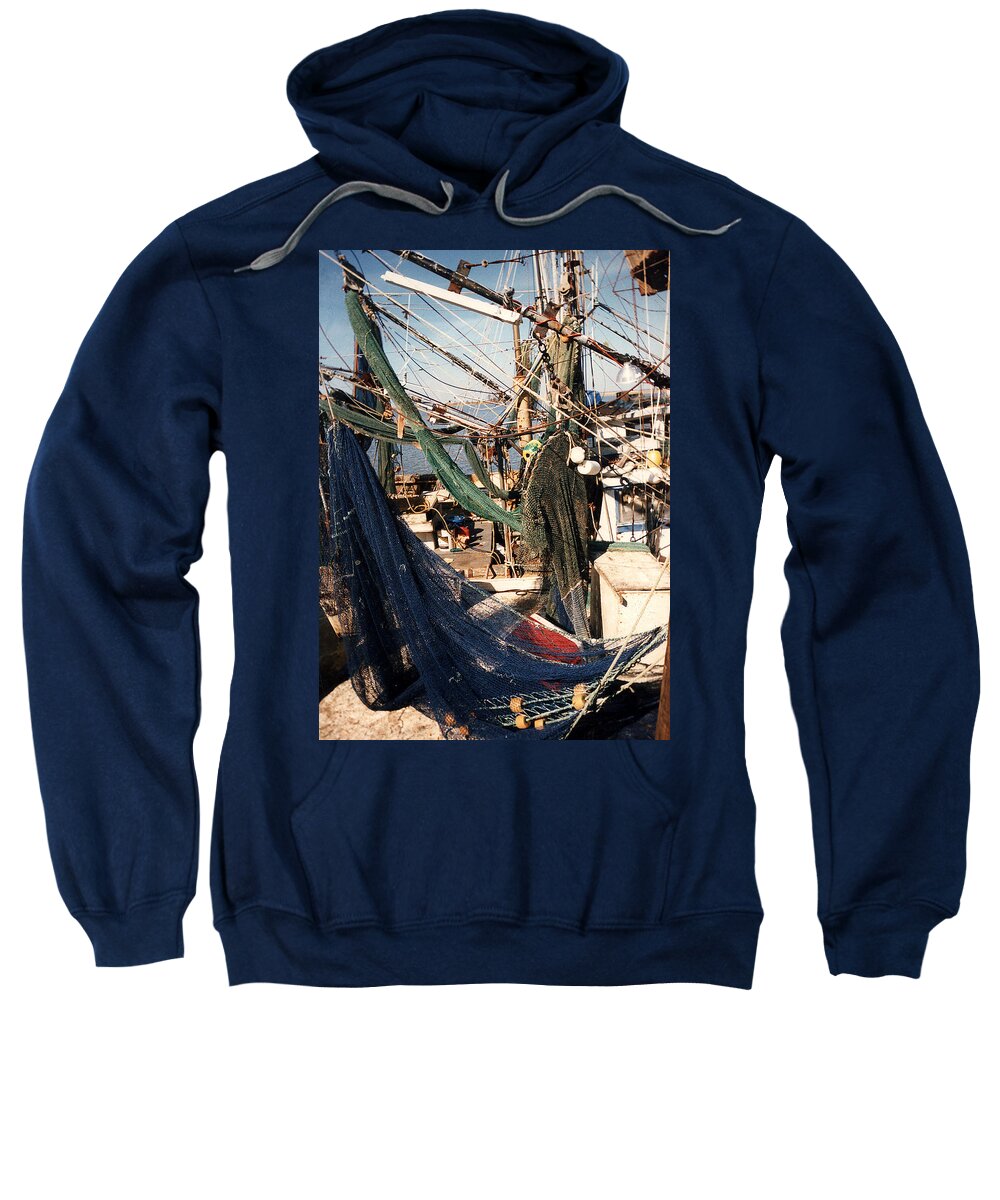 Shrimp Sweatshirt featuring the photograph Fishing Nets by Anne Cameron Cutri