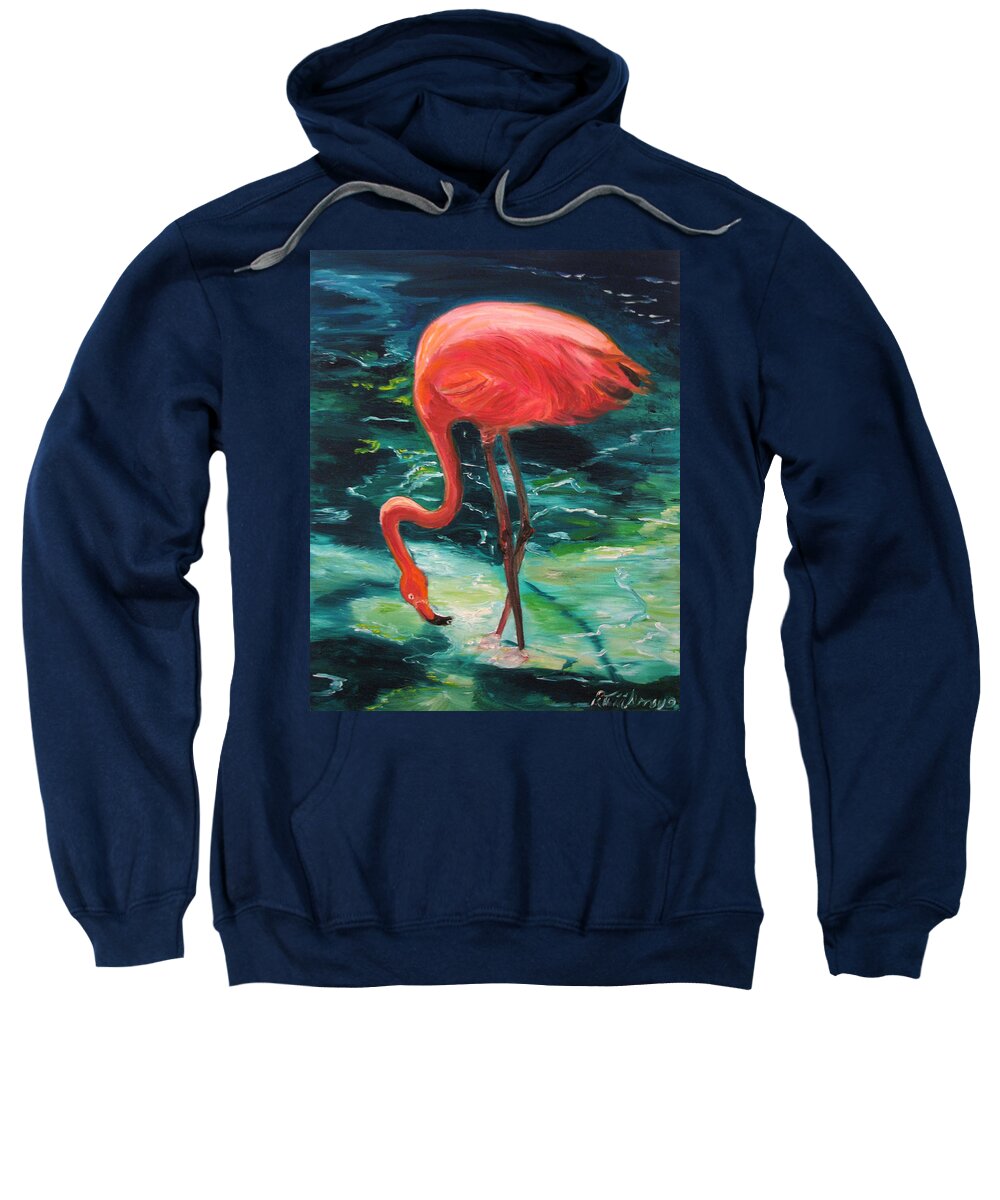 Flamingo Sweatshirt featuring the painting Flamingo of Homasassa by Patricia Arroyo
