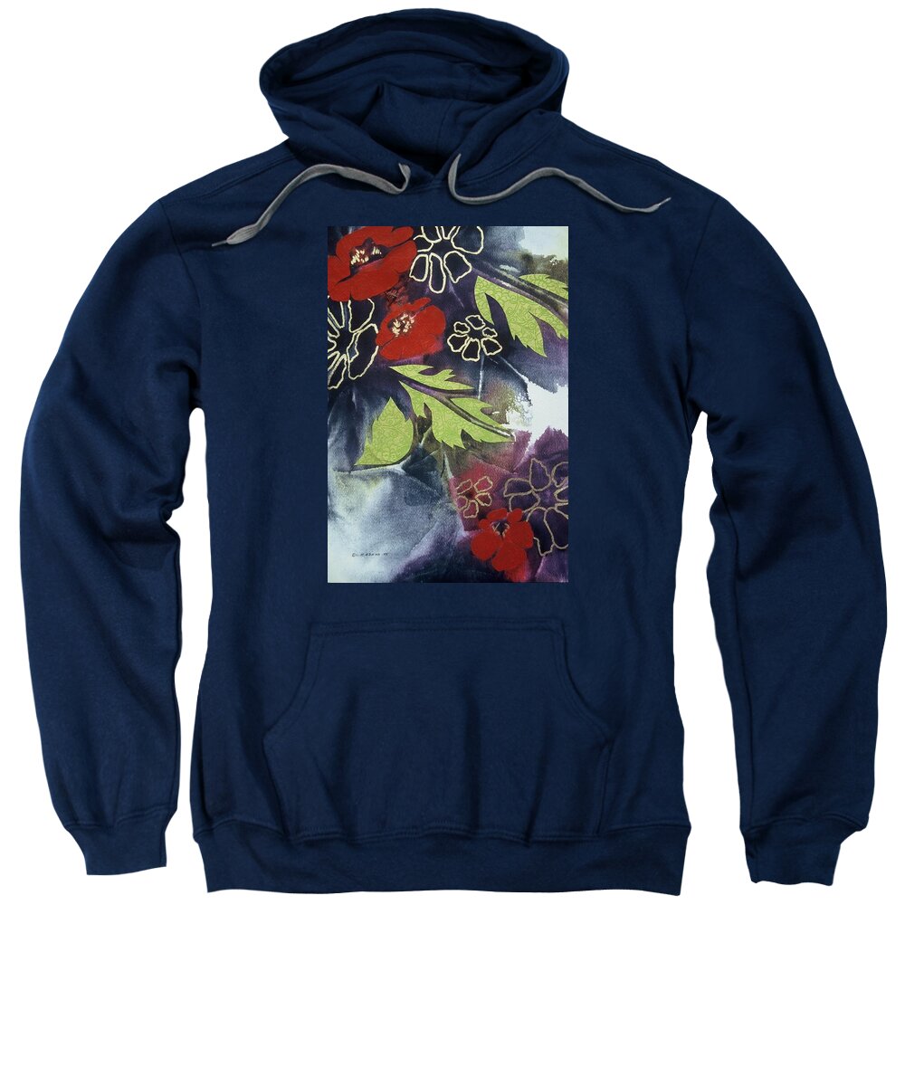 Contemporary Art Sweatshirt featuring the painting Flower Collage by Louise Adams