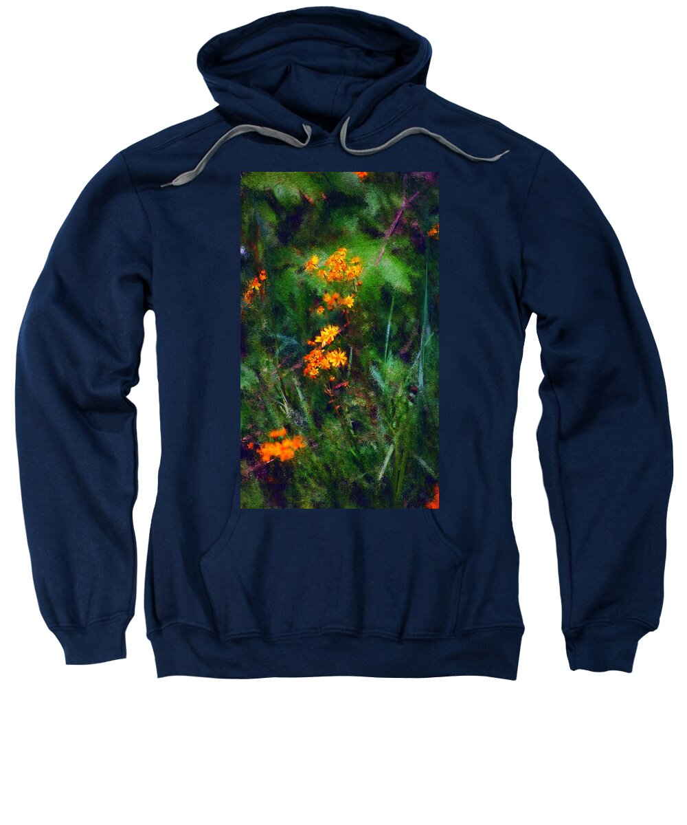 Digital Photography Sweatshirt featuring the digital art Flowers in the Woods at the Haciendia by David Lane