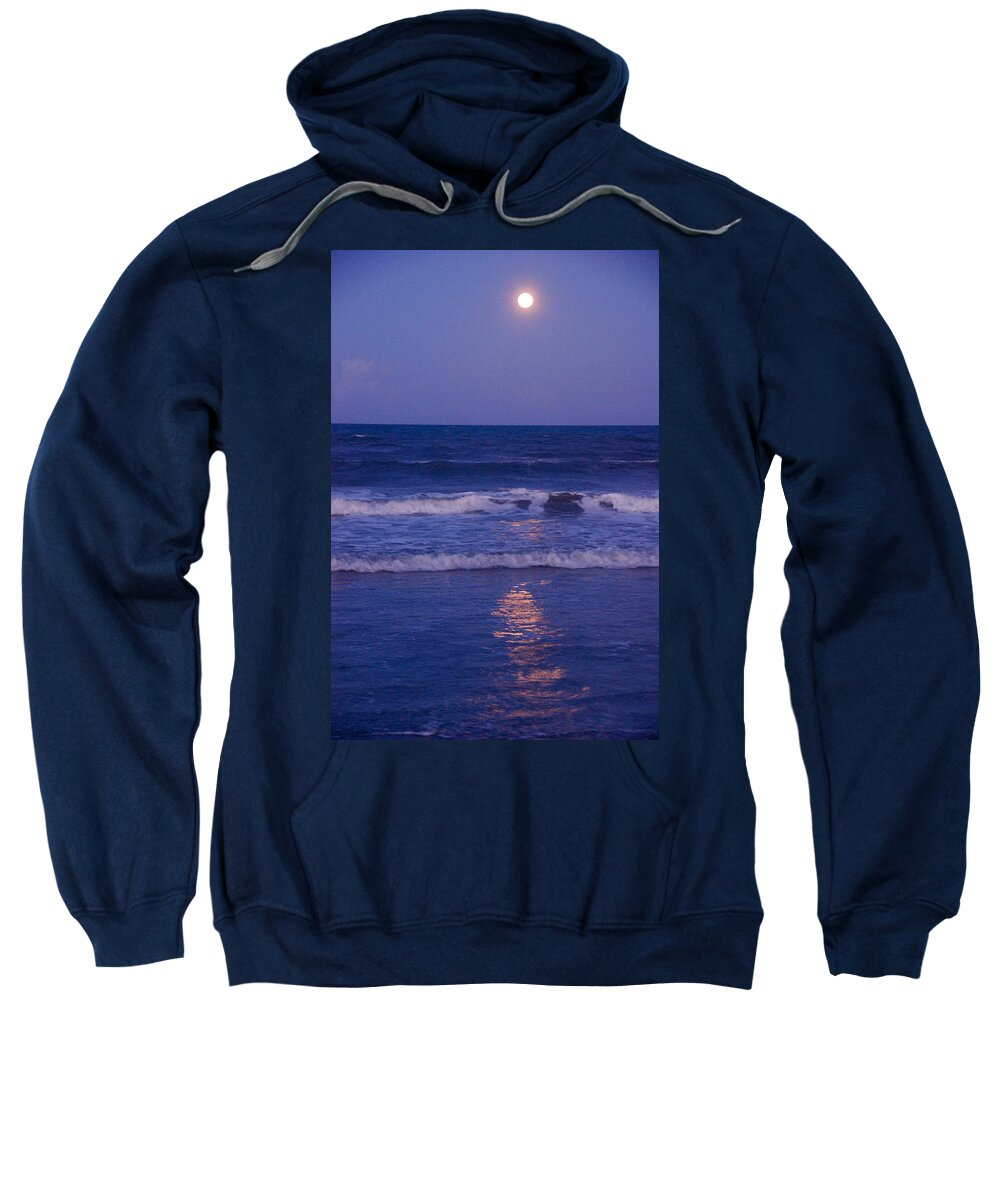 Moon Sweatshirt featuring the photograph Full Moon over the Ocean by Susanne Van Hulst