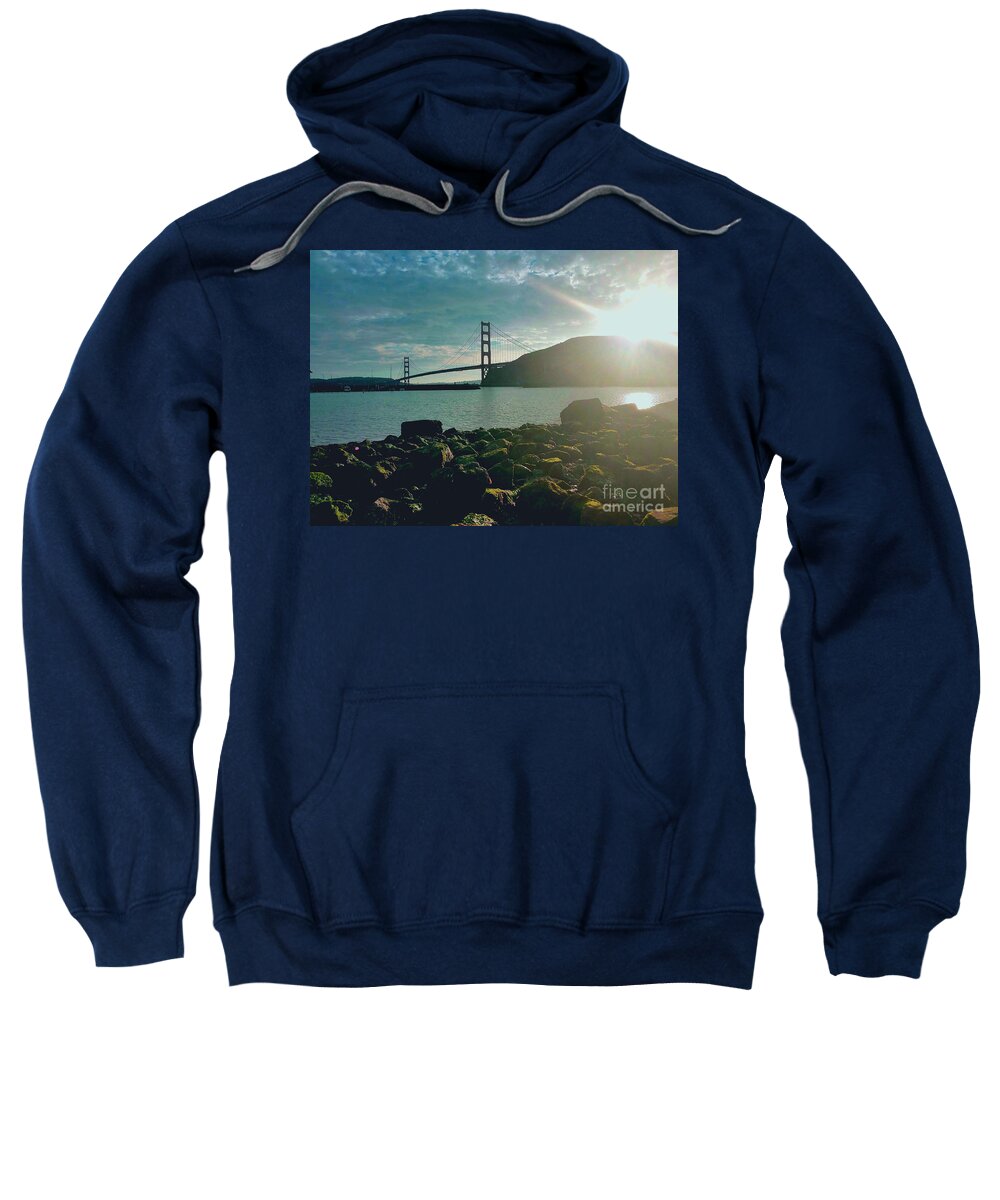 Golden Gate Bridge Sweatshirt featuring the photograph Golden Gate Bridge December Morning by Artist Linda Marie