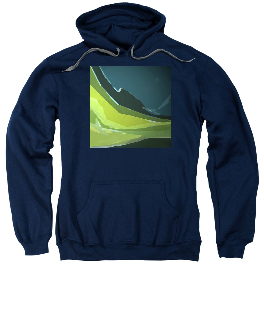 Abstract Sweatshirt featuring the digital art Green Valley by Gina Harrison