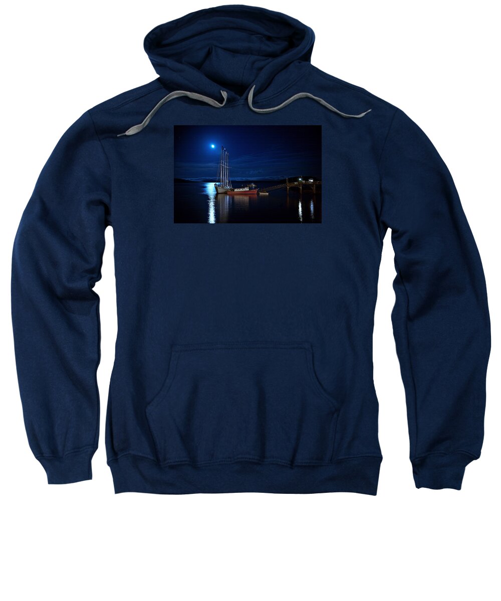 Lawrence Sweatshirt featuring the photograph Harbor Moon by Lawrence Boothby