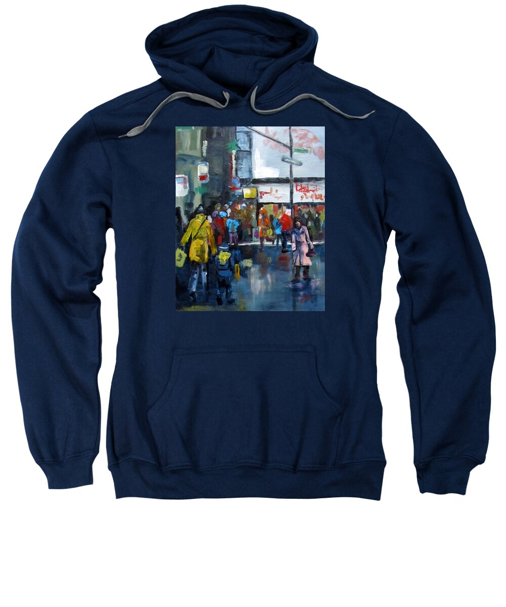 City Sweatshirt featuring the painting Hurry by Barbara O'Toole