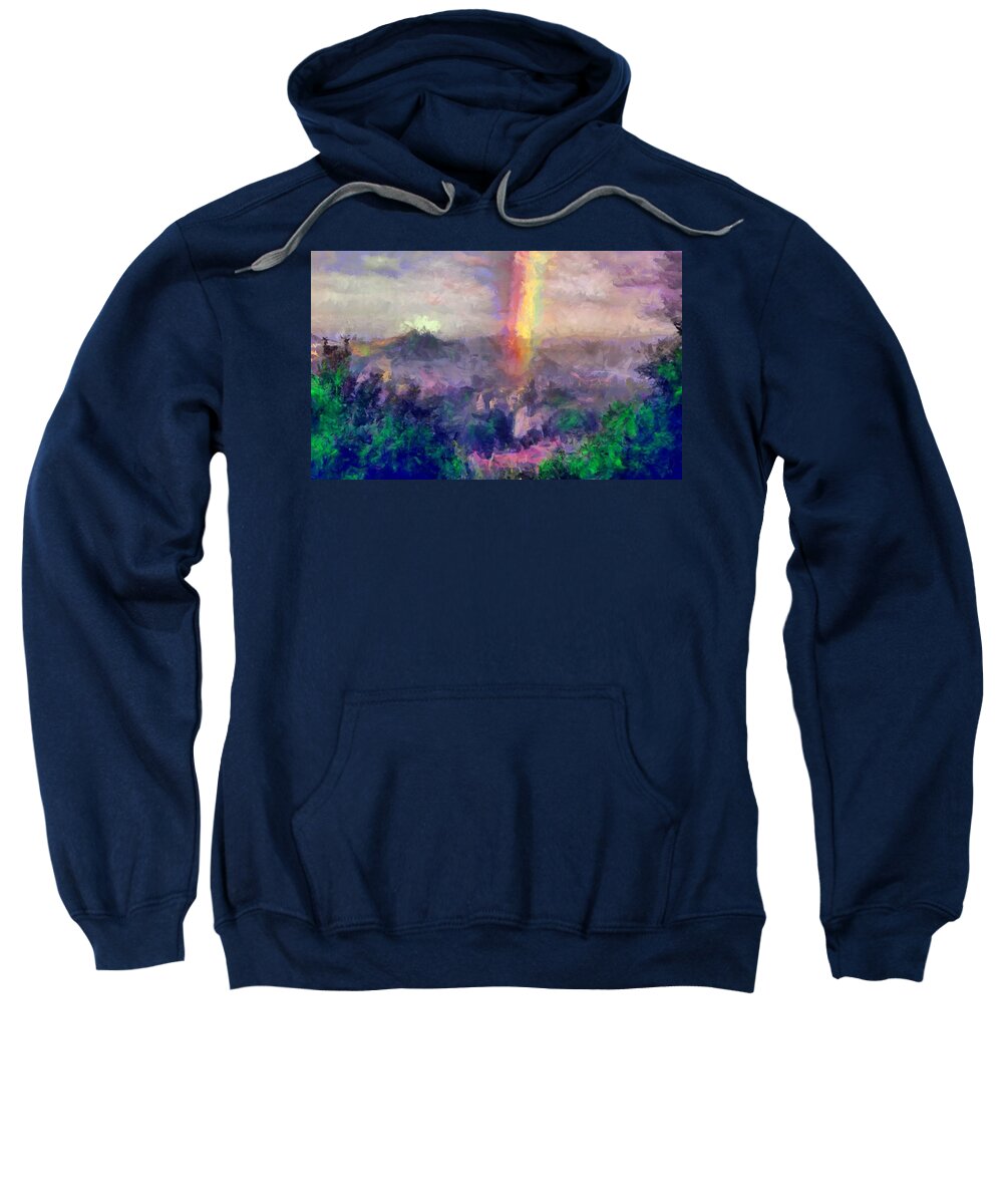 Irish Rainbow Sweatshirt featuring the digital art Irish Rainbow by Caito Junqueira