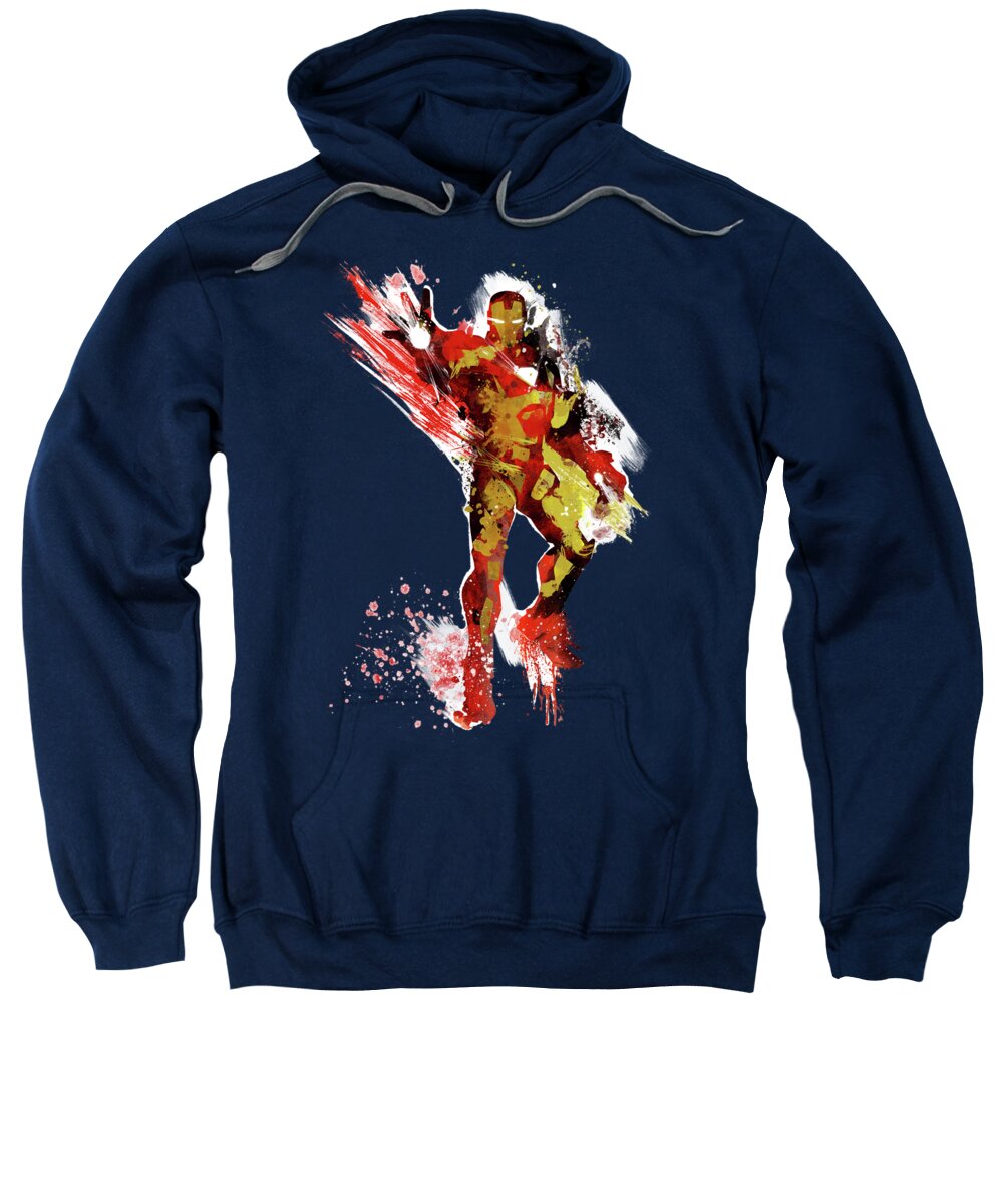 Iron Man Sweatshirt featuring the painting Iron Man Abstract by Unique Drawing