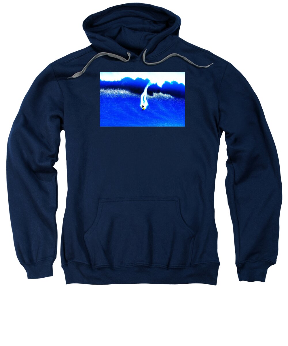 Surfing Sweatshirt featuring the painting Jaws Barrel 1 of 3 by John Kaelin