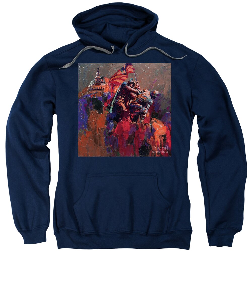 Color On A Grey Day Sweatshirt featuring the painting Jima Memorial Washington by Gull G