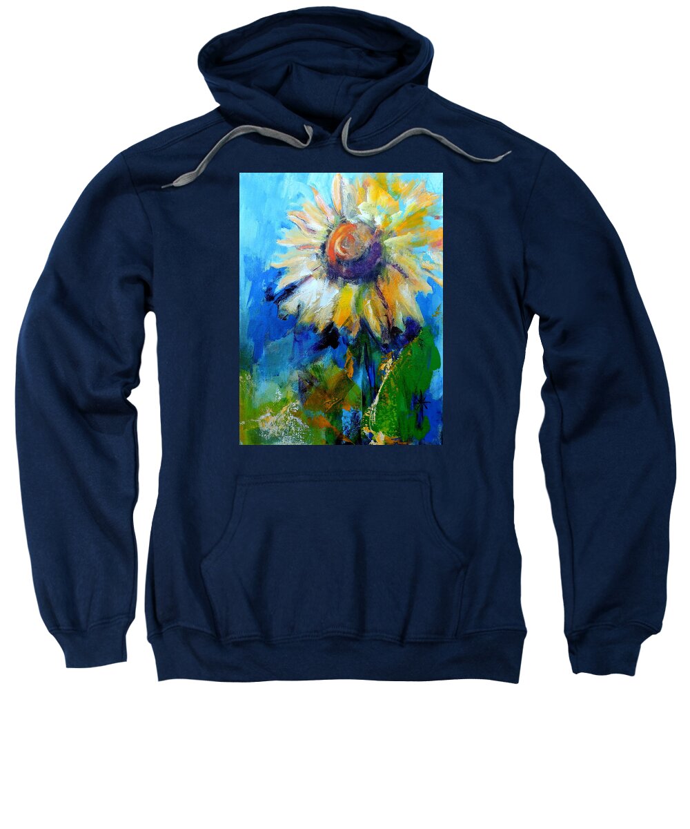 Floral Sweatshirt featuring the painting Kellie's sunflower by Jodie Marie Anne Richardson Traugott     aka jm-ART