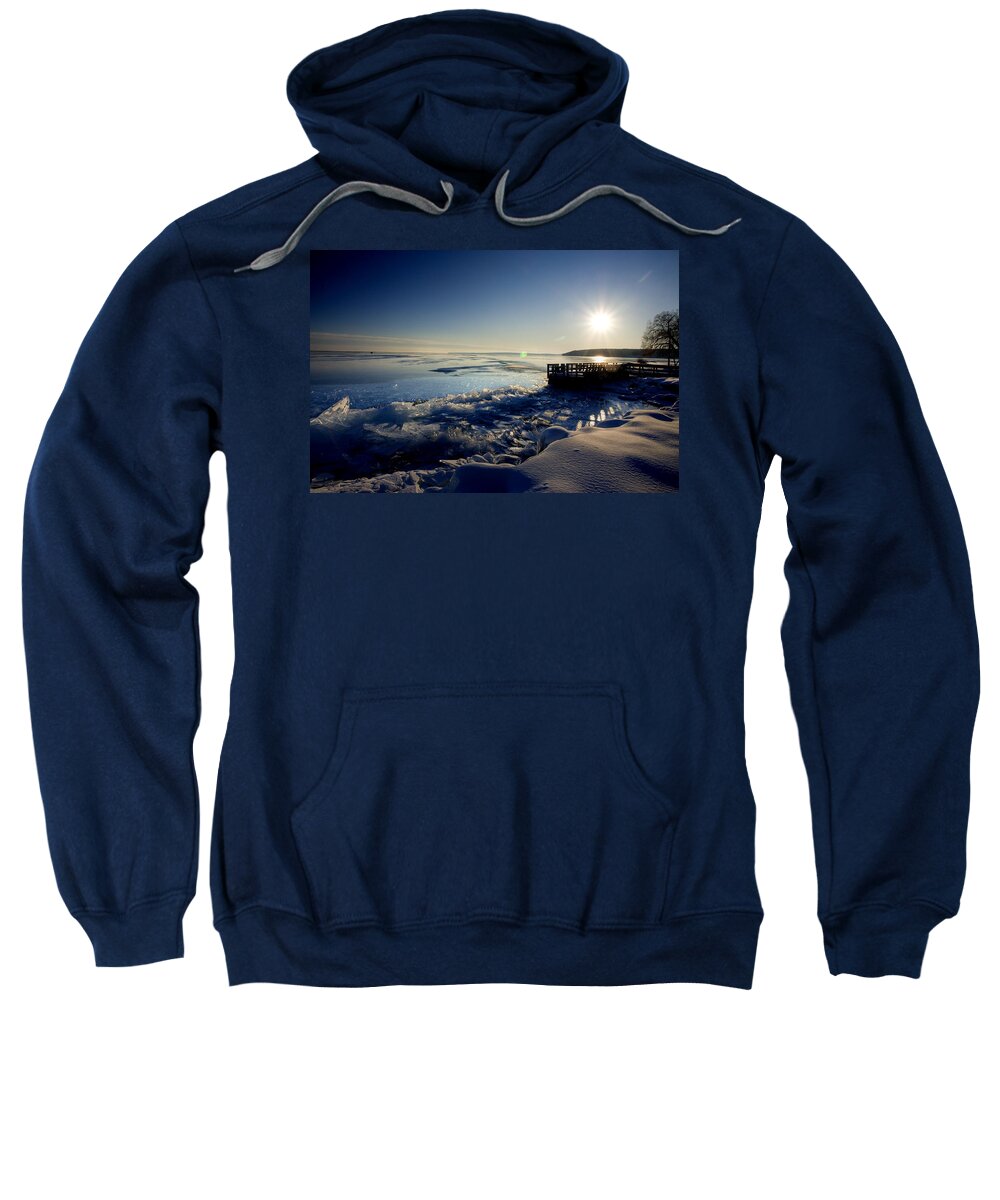 Ice Sweatshirt featuring the digital art Lake Superior in Winter by Mark Duffy