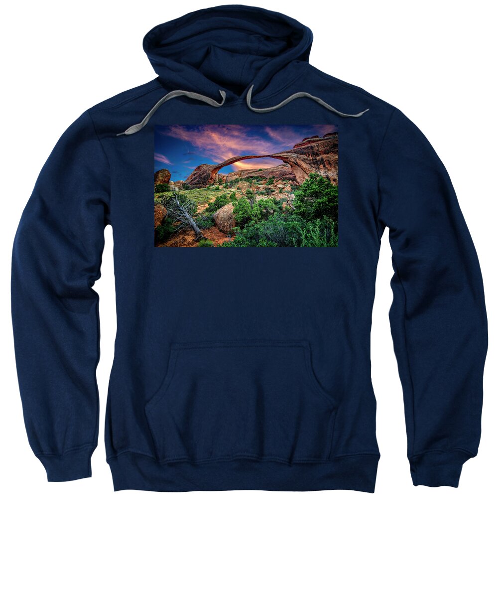 Arch Sweatshirt featuring the photograph Landscape Arch at Sunset by Michael Ash