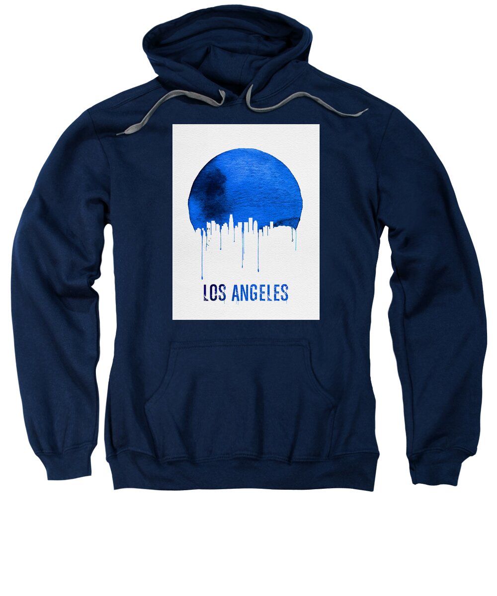 Los Angeles Sweatshirt featuring the painting Los Angeles Skyline Blue by Naxart Studio