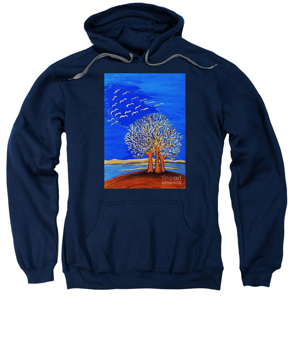 Trees Sweatshirt featuring the painting Magical Trees by Jasna Gopic