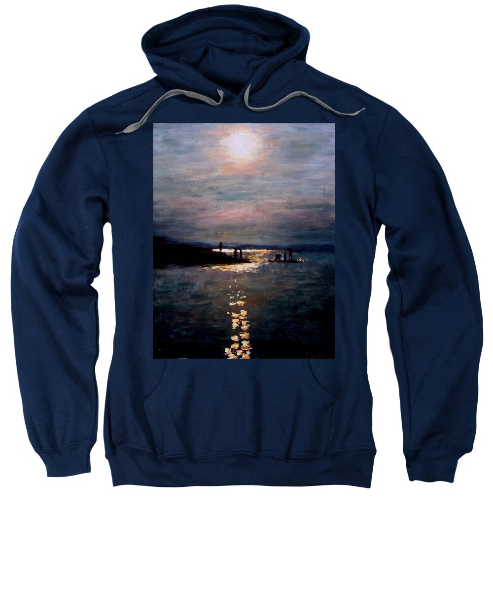 Sunset Sweatshirt featuring the painting Moonlight by Ashlee Trcka