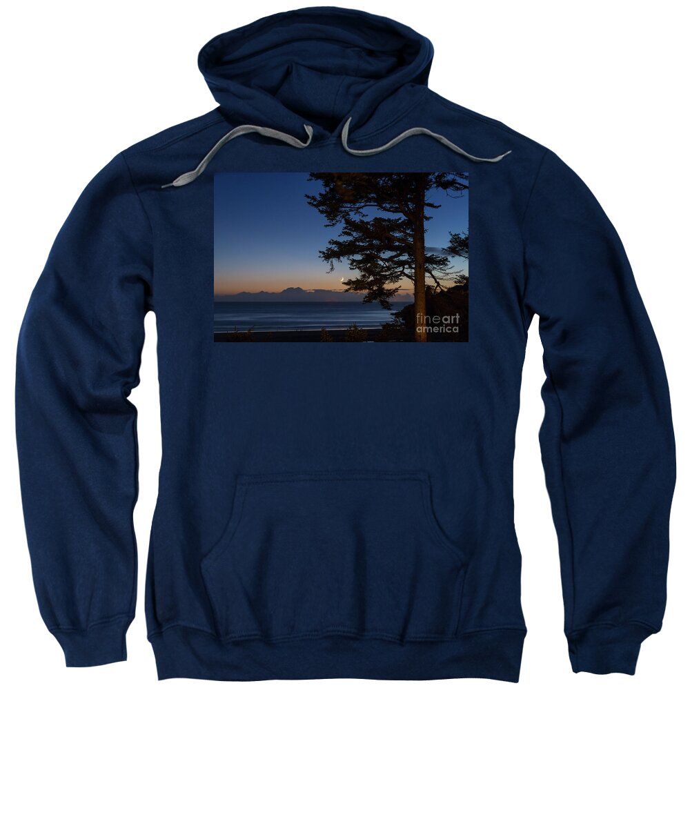 Oregon Sweatshirt featuring the photograph Moonlight at the beach by Paul Quinn