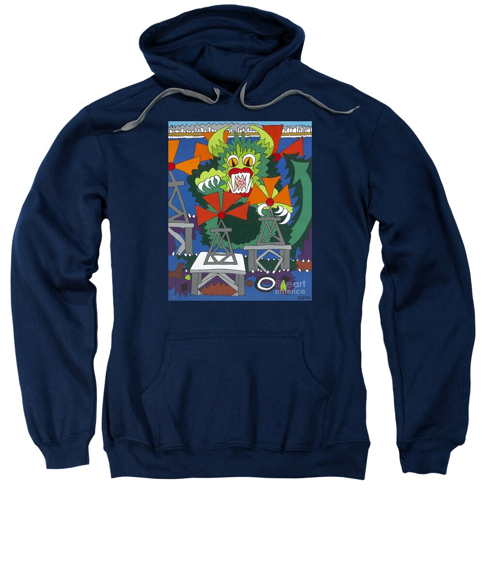 Sea Monster Sweatshirt featuring the painting Mother Nature's Helper by Rojax Art