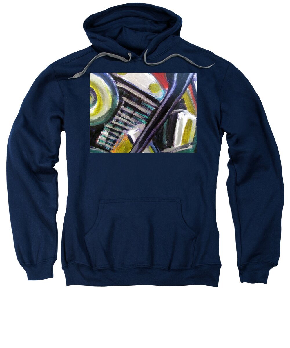 Motorcycle Sweatshirt featuring the painting Motorcycle Abstract Engine 1 by Anita Burgermeister