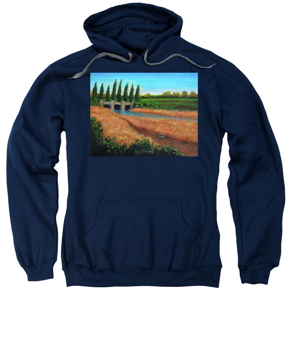 Mountain House Creek Sweatshirt featuring the painting Mountain House in The Fall by Barbara J Blaisdell