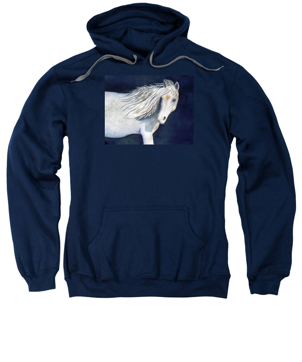 Horse Sweatshirt featuring the painting Night Horse by Lyn DeLano