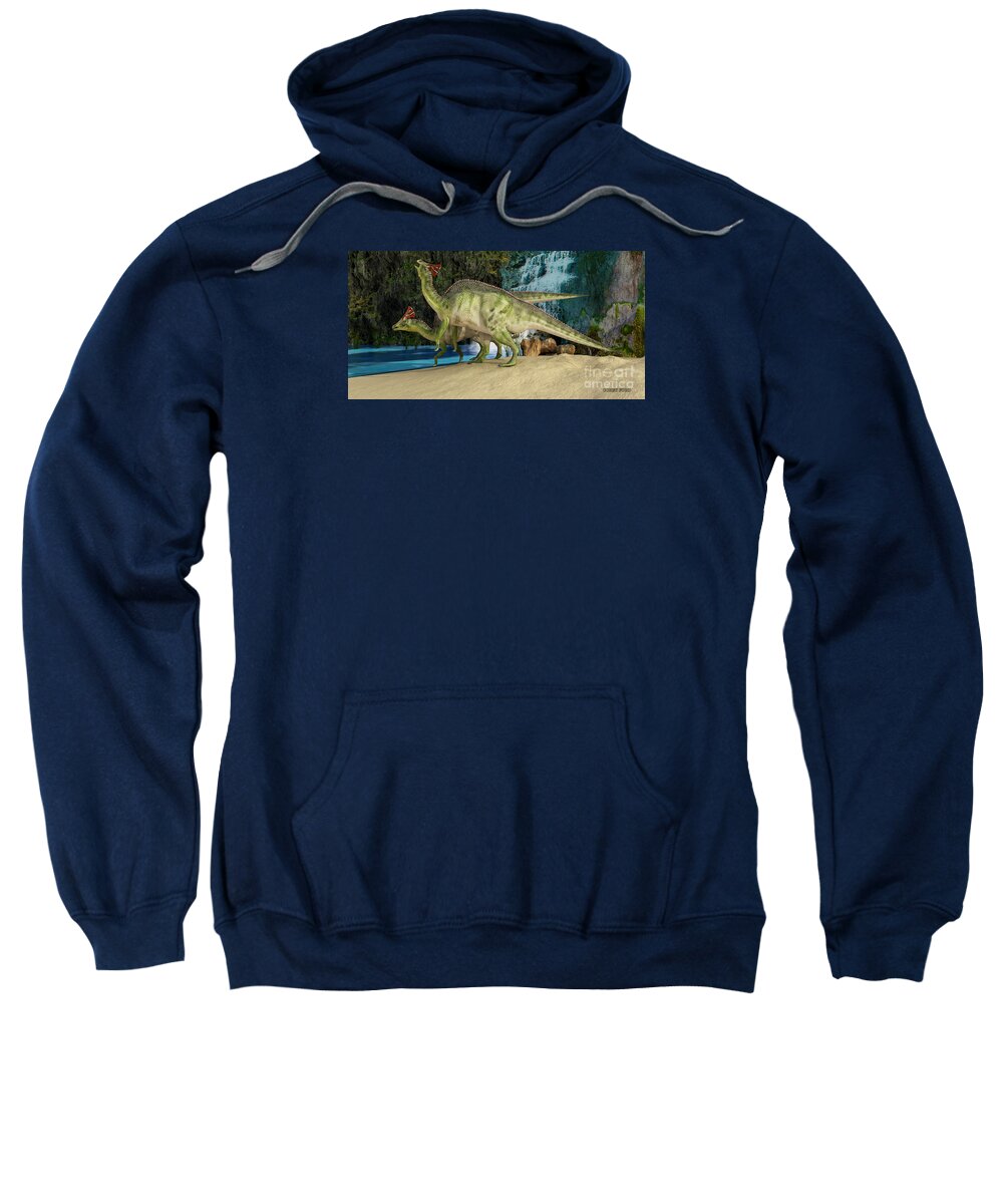 Olorotitan Sweatshirt featuring the painting Olorotitan by Corey Ford