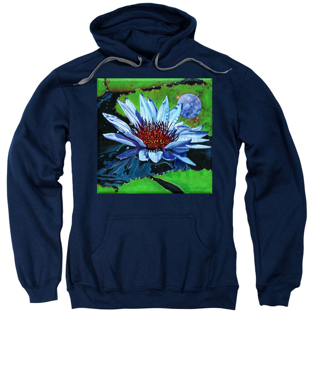 Water Lily Sweatshirt featuring the painting Our Little Blue Planet by John Lautermilch