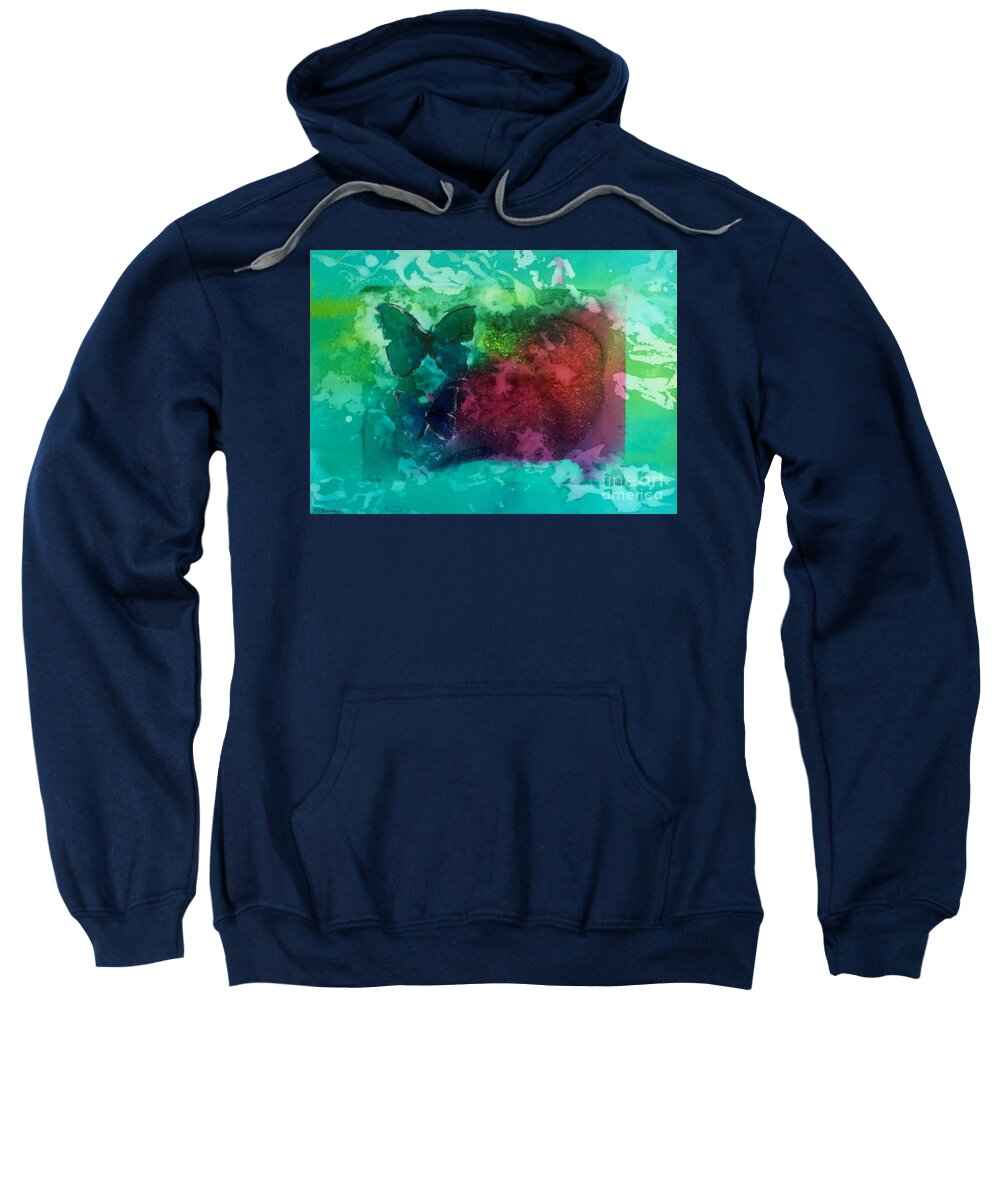 Papillon Sweatshirt featuring the painting Papillons Marins by Francoise Chauray