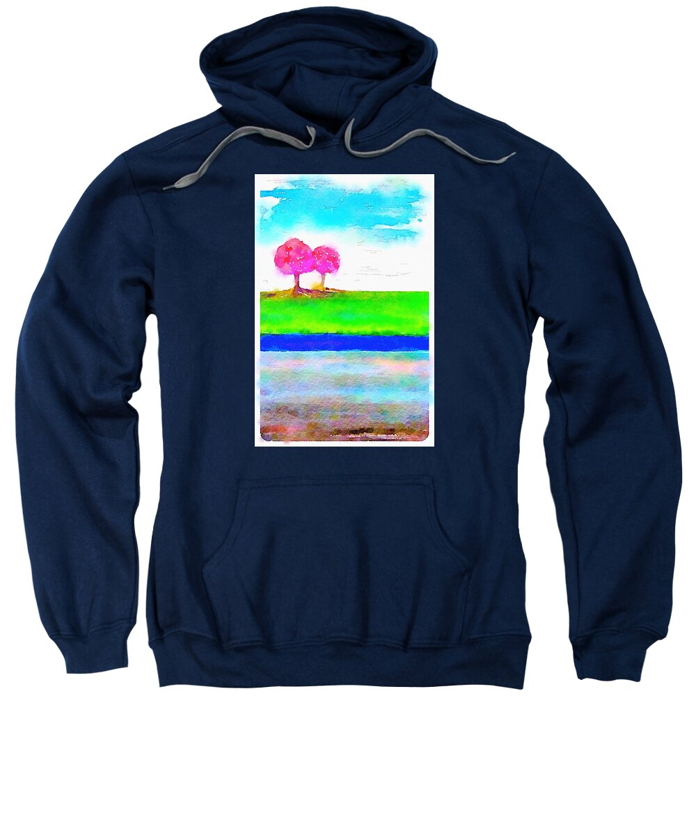 Landscape Sweatshirt featuring the painting Pink Trees by Vanessa Katz