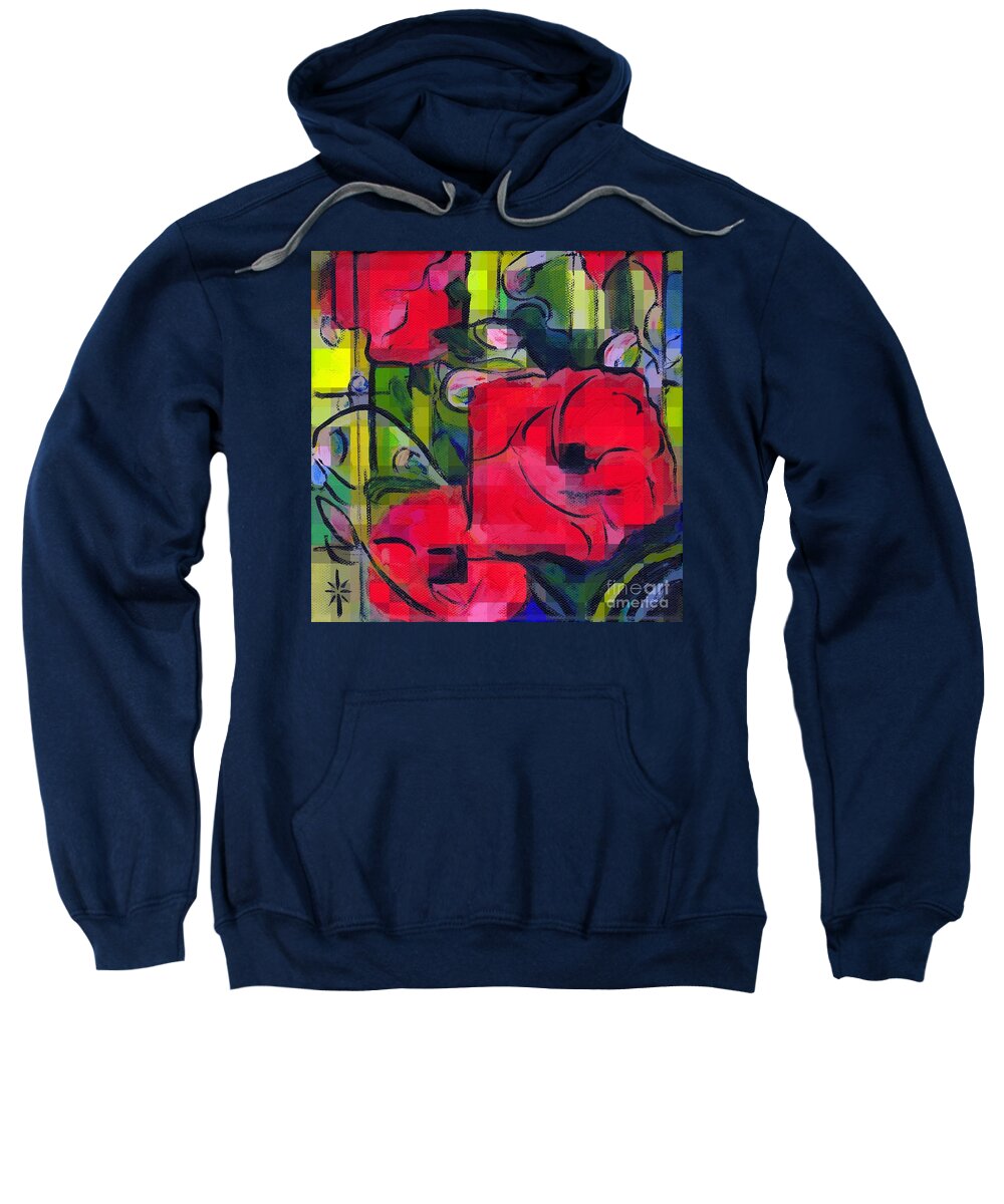 Painting Sweatshirt featuring the painting Pixelated Poppies by Jodie Marie Anne Richardson Traugott     aka jm-ART